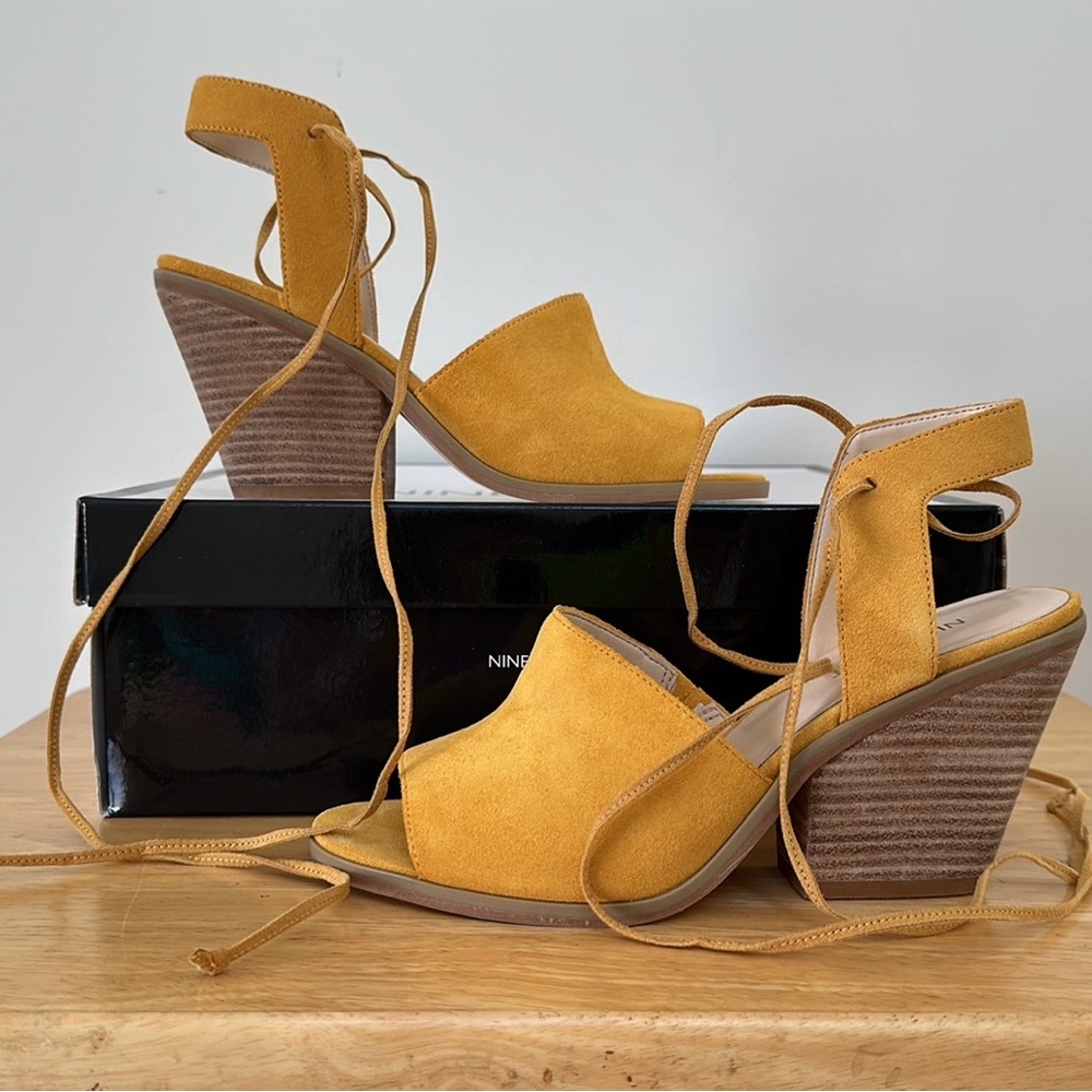 Nine West Yellow Suede Open Toe Shoe